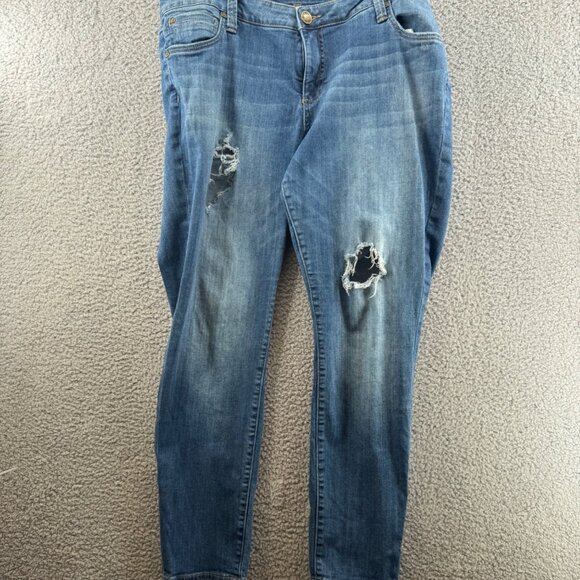 Kut From The Kloth Boyfriend Jeans Size 14W Distressed Denim - Picture 1 of 8